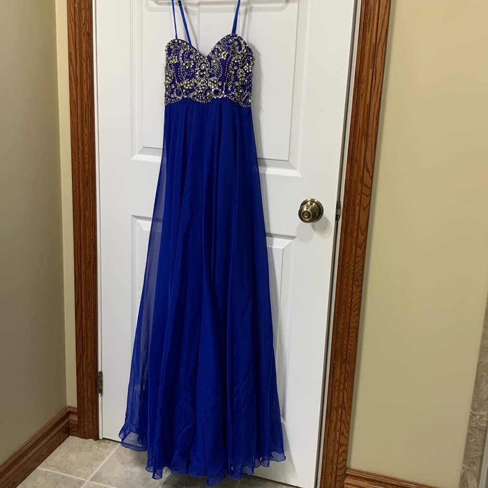Strapless Royal Blue Prom Dress - Size Small
